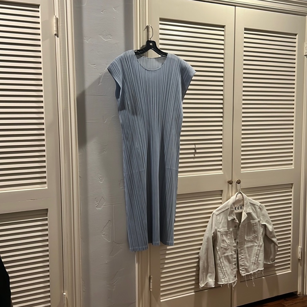 pleats please issey miyake monthly colors midi dress blue